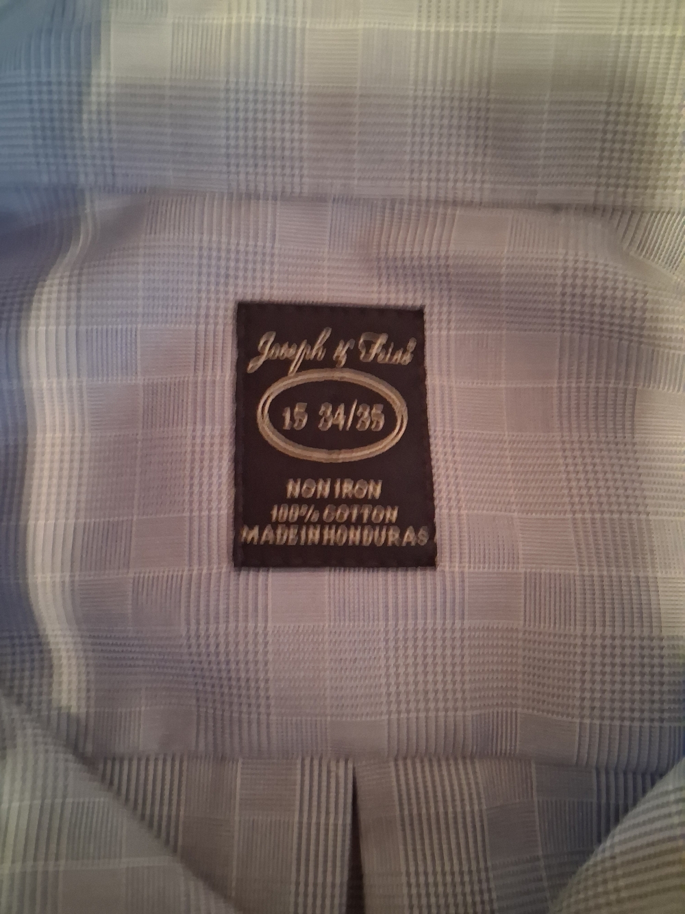 Joseph & Feiss Men’s Non-Iron 100% Cotton Blue Check Dress Shirt XL 15 34/35 - Picture 3 of 5
